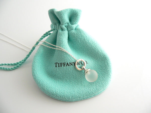 Tiffany & Co Silver Crystal Fascination Ball Bead Necklace Pendant Gift Pouch