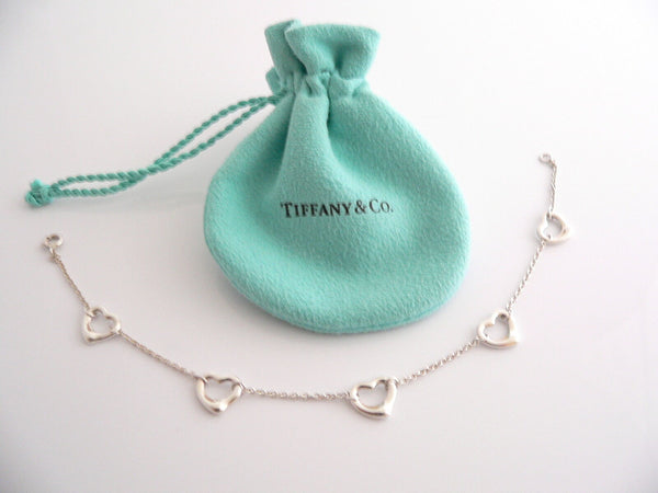 Tiffany & Co Silver Peretti 5 Open Heart Bracelet Bangle 8 Inch Longer Gift Love