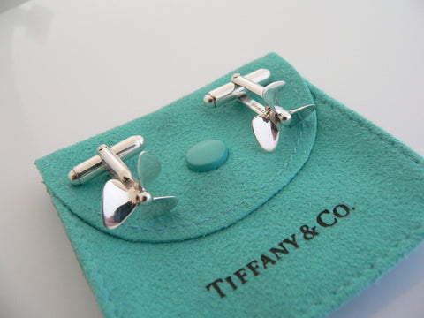 Tiffany & Co Propeller Cuff Link Boat Yacht Cufflink Gift Pouch Ocean Sea Lover