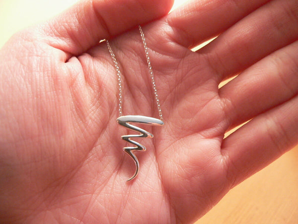 Tiffany & Co Silver Scribble Zig Zag Necklace Longer 22 Inch Squiggle Gift Love