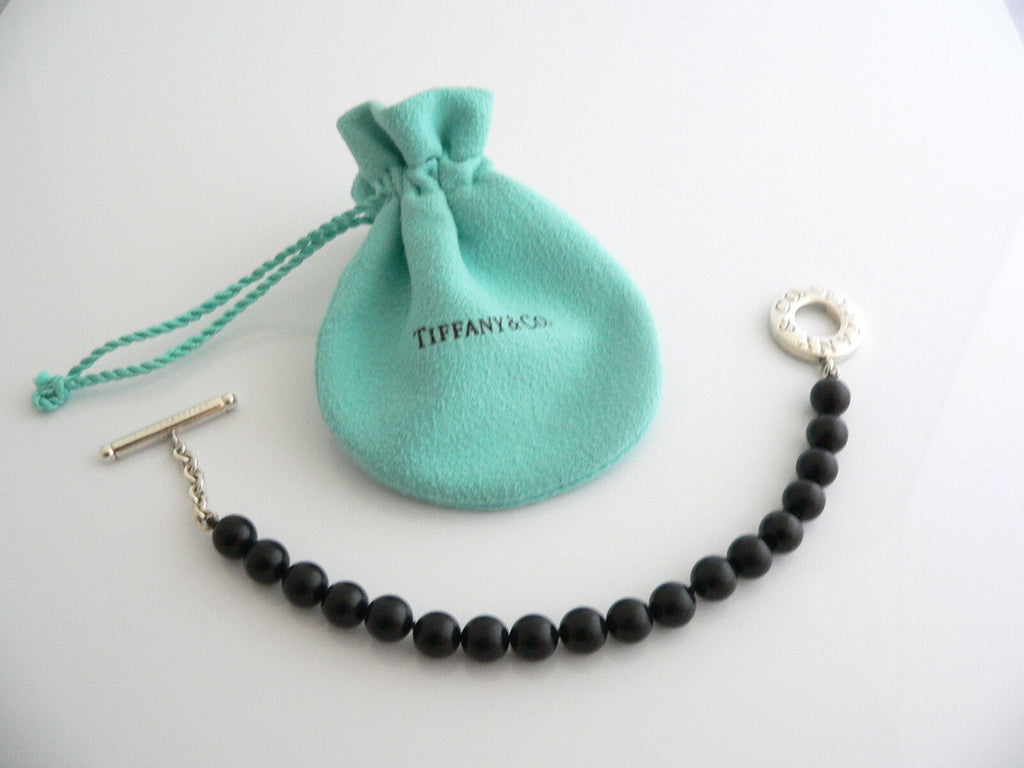 Tiffany black bead clearance necklace