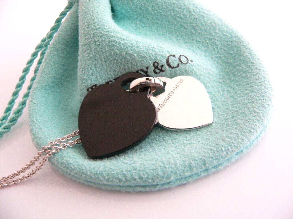 Black resin heart necklace, sterling silver 925 Store GIORRE