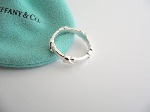 Tiffany & Co Silver Signature X Stacking Ring Band Sz 8.75 Rare Mint Gift Pouch