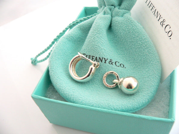 Tiffany & Co Silver Fascination Ball Bead Dangling Dangle Earrings Gift Pouch