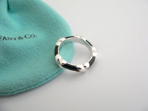 Tiffany & Co Signature Ring Silver Black Enamel X Stacking Band Sz 5 Gift Love