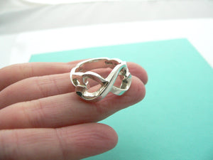 Tiffany & Co Silver Loving Heart Ring Band Sz 7 Double Infinity Gift Love