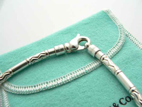 Tiffany & Co Carved Bead Necklace Silver Chain Gift Pouch Love Statement T Co