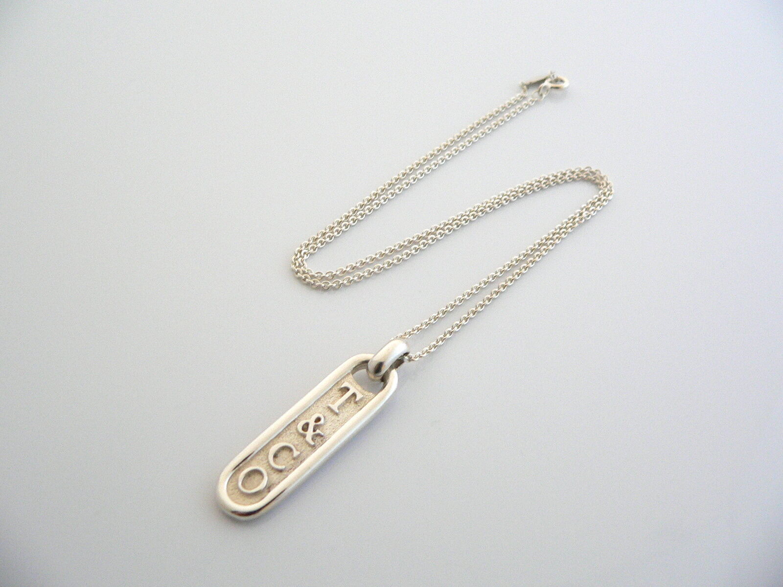 Tiffany & Co Silver Zipper Bar Necklace Pendant Charm Chain T & Co Gift Love