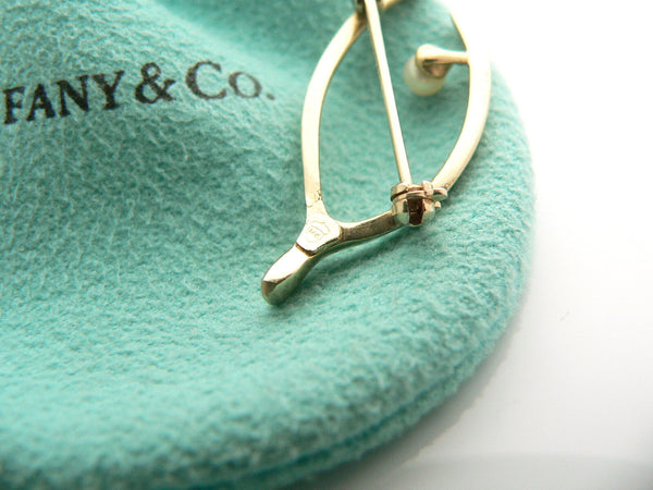 Tiffany & Co 14K Yellow Gold Pearl Pin Brooch Wishbone Wish Bone Love Gift Lucky