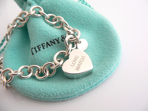 Tiffany & Co Heart Bracelet Love Match Padlock Charm Chain Silver Gift Pouch Art