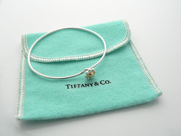 Tiffany & Co Silver 18K Gold Picasso Jolie Flower Bead Bracelet Bangle Gift Love