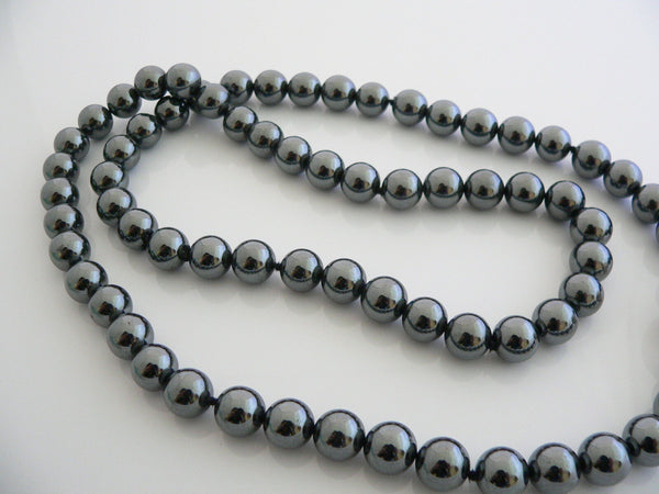 Tiffany & Co Silver Hematite Necklace 29 Inch Bead Strand Gift Pouch Love