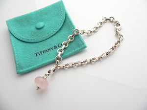 Tiffany & Co Donut Bracelet Pink Quartz Charm Rose Bangle Link Chain Love Gift