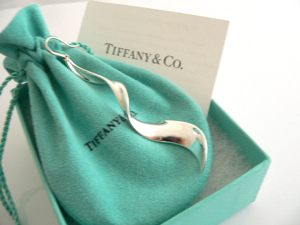Tiffany & Co Silver Gehry Flower Large Orchid Dangling Dangle Earrings Gift Love