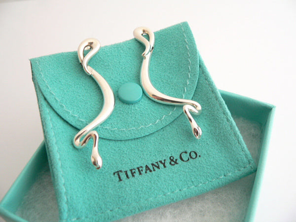 Tiffany & Co Silver Peretti Snake Dangling Dangle Earrings 2 Inches Gift Pouch