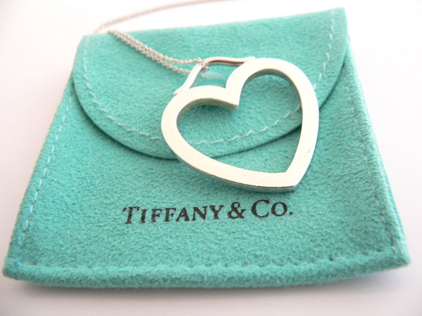 Tiffany & Co Silver Heart Necklace Pendant Charm Chain Gift Pouch Love