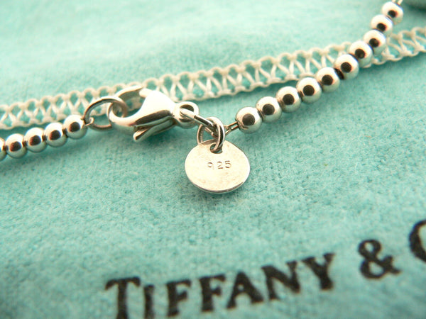 Tiffany & Co Silver Ball Bead Necklace Pendant 37 In Chain Rare Gift Pouch Love