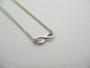 Tiffany & Co Silver Infinity Figure 8 Necklace Pendant Double Chain Gift Love