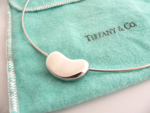 Tiffany & Co Large Bean Wire Necklace Pendant Charm Peretti Silver Gift Pouch
