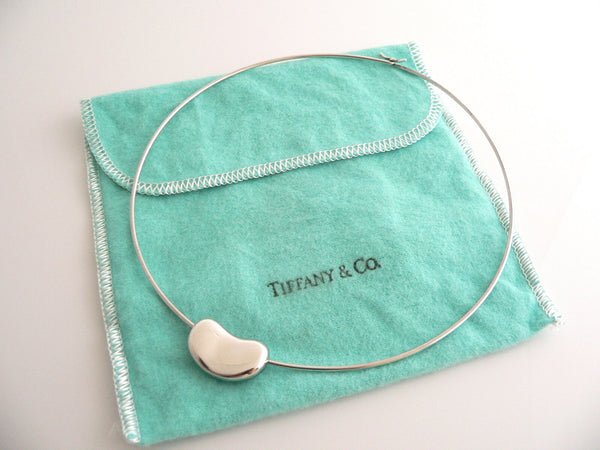 Tiffany & Co Large Bean Wire Necklace Pendant Charm Peretti Silver Gift Pouch