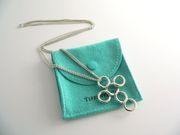 Tiffany & Co Silver Cross Circle Necklace Pendant Charm 18 Inch Gift Pouch Love