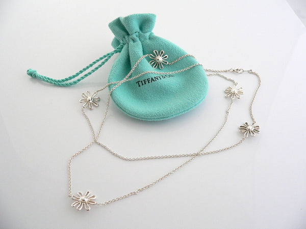 Tiffany & Co Daisy 5 Flower Necklace Garden Pendant Charm  Love Gift Pouch Art