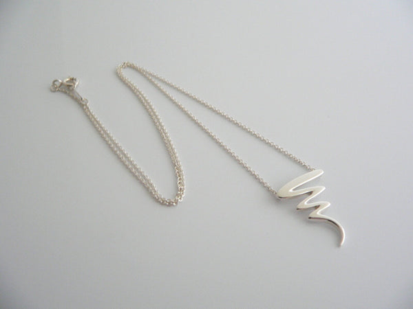 Tiffany & Co Silver Scribble Zig Zag Necklace Longer 22 Inch Squiggle Gift Love