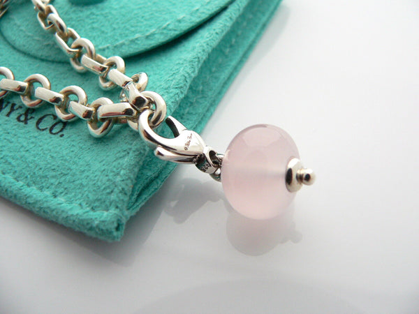 Tiffany & Co Donut Bracelet Pink Quartz Charm Rose Bangle Link Chain Love Gift