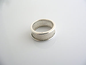 Tiffany & Co Silver Wide Mesh Ring Band Sz 5 Gift Love Statement Rare