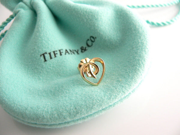 Tiffany & Co 18K Gold Heart Earrings Excellent Gift Pouch Love Gift