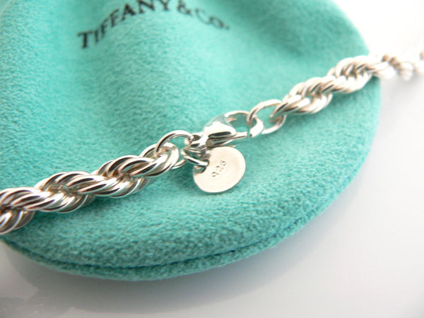 Tiffany & Co Silver Twisted Rope Cable Necklace Chain 24 in Rare Gift Pouch