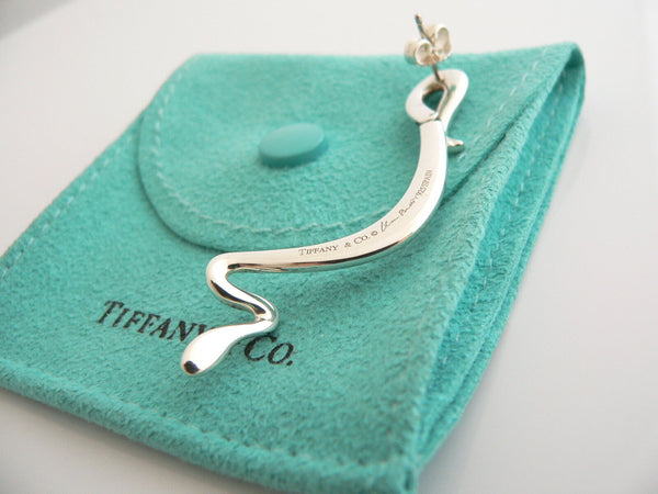 Tiffany & Co Silver Peretti Snake Dangling Dangle Earrings 2 Inches Gift Pouch