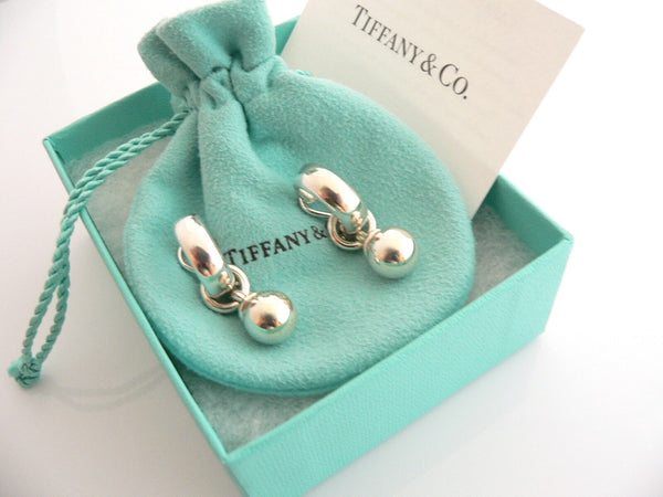 Tiffany & Co Silver Fascination Ball Bead Dangling Dangle Earrings Gift Pouch