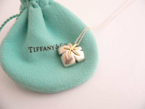 Tiffany & Co Silver 18K Gold Starfish Necklace Ivy Pendant Charm Love Gift Pouch