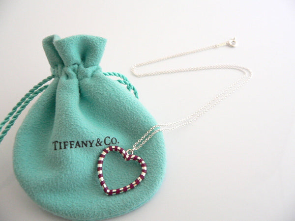 Tiffany & Co Palina Red Heart Necklace Pendant 19 Inch Chain Gift Pouch Art Rare