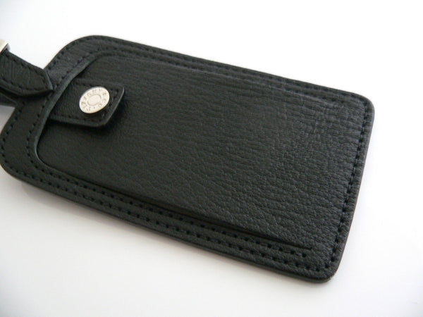 Tiffany & Co Black Textured Leather Luggage Tag Golf Bag Gift Traveler Love