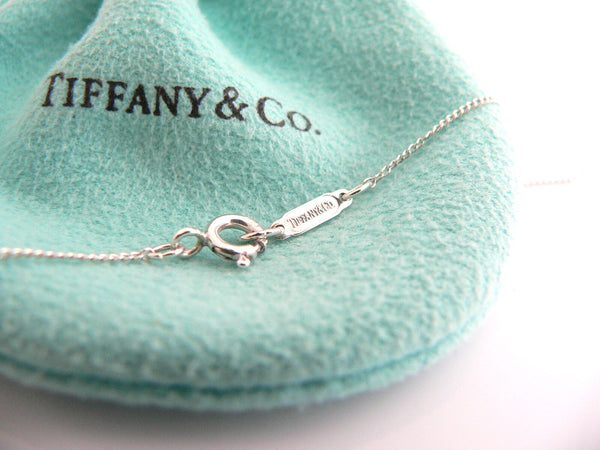 Tiffany & Co Silver 18K Gold Heart Ribbon Bow Necklace Pendant Charm 18 In Long