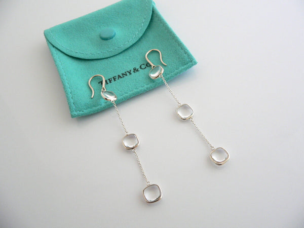 Tiffany & Co Silver Rock Crystal Dangling Dangle Earrings Gift Pouch Picasso