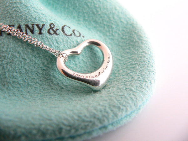 Tiffany & Co Peretti Silver 5 Pink Sapphires Heart Necklace Pendant Chain Gift