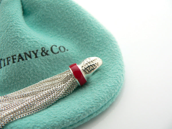 Tiffany & Co Silver Red Enamel Strand Bracelet Bangle Lifesaver Rare Gift Pouch