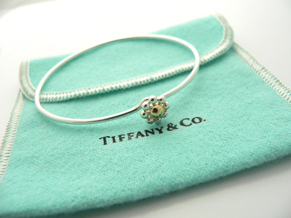 Tiffany & Co Silver 18K Gold Picasso Jolie Flower Bead Bracelet Bangle Gift Love