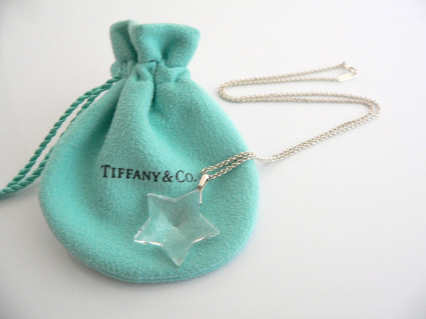 Tiffany & Co Silver Rock Crystal Star Necklace Pendant Chain Gift Pouch Love