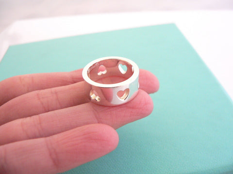 Tiffany & Co Heart Ring Silver Stencil Band Sz 5.5 Love Gift T and Co Cut Out