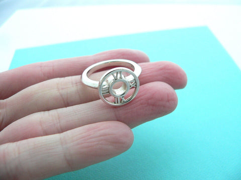 Tiffany & Co Silver Atlas Medallion Round Circle Ring Band Sz 6 Rare Gift Love