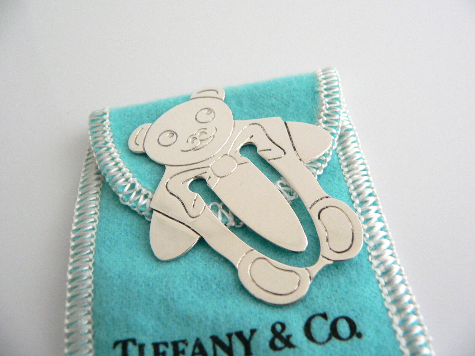 Tiffany & Co Teddy Bear Bookmark Book Mark Silver Baby Love Toy Gift Pouch Cool