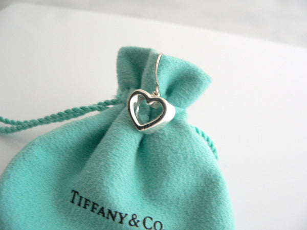 Tiffany & Co Silver Modern Geometric Heart Dangle Dangling Earrings Gift Pouch