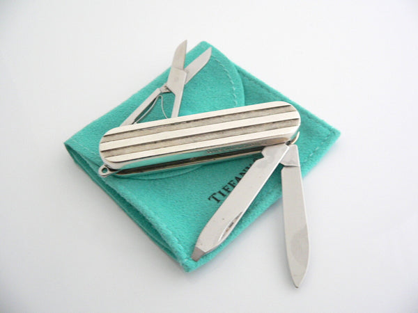 Tiffany & Co Sterling Silver Atlas Stripe Swiss Knife Gift Pouch Love Rare