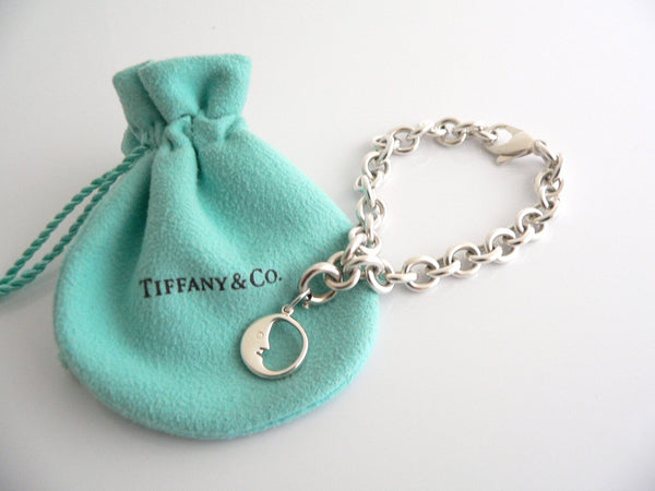 Tiffany & Co Silver Moon Bracelet Bangle Charm Pendant Chain Gift Pouch Love