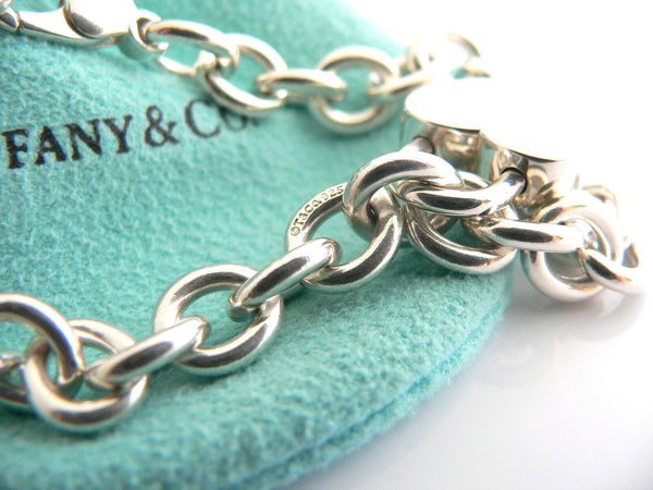 Tiffany & Co Silver I LOVE YOU Heart Bracelet Padlock Charm Bangle Gift Pouch