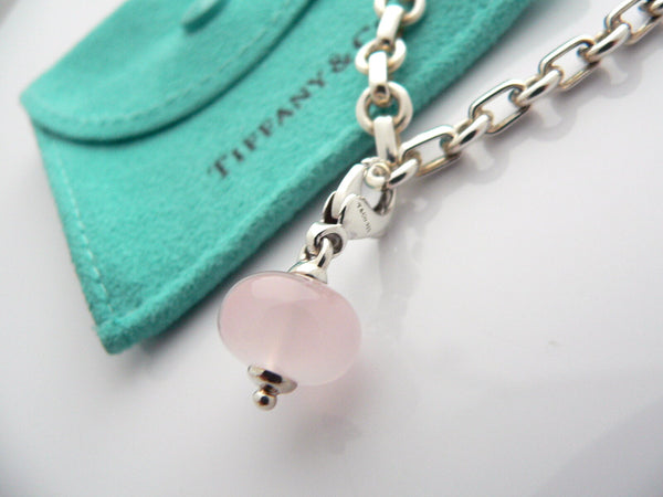 Tiffany & Co Donut Bracelet Pink Quartz Charm Rose Bangle Link Chain Love Gift